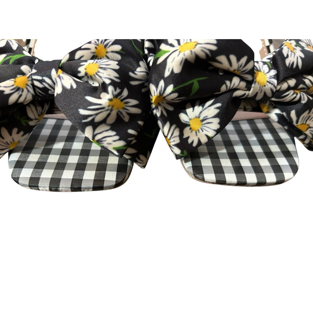 Women's Betsey Johnson Daisy Gingham Bow Heels Black White Yellow 8M - Picture 8 of 9